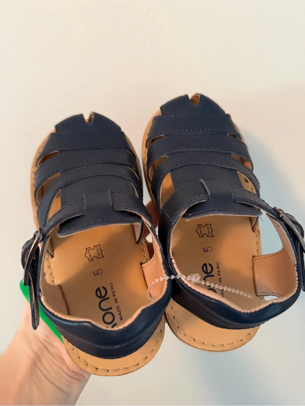 Kone Navy Leather Fisherman Sandals
